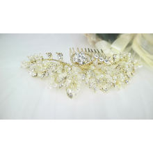 Accesorios para el cabello hechos a mano nupciales perla de cristal tocado de pelo de novia boda novia pelo vid peines de oro para mujeres